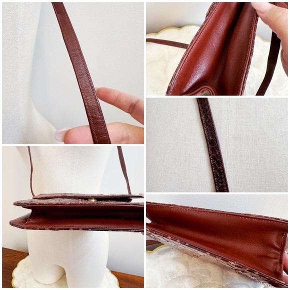 Vintage Brown Italian Snakeskin Small Bag Classic Elegant Preppy - Picture 2 of 16